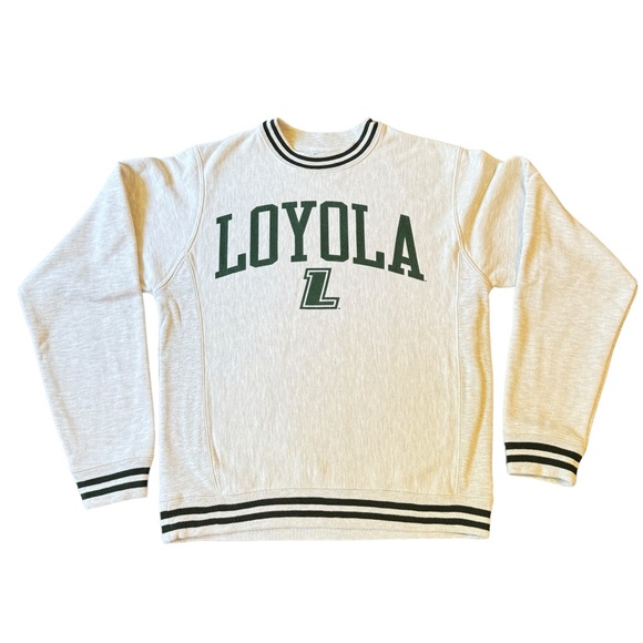 Loyola University Chicago Champion Reverse Weave Sweatshirt Green Ringer Size S - Picture 2 of 10